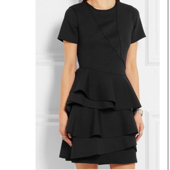 Ruffled stretch-scuba jersey dress